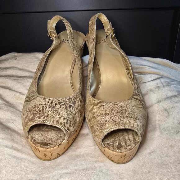 Stuart Weitzman cork sling back wedge 9.5 - Picture 6 of 14